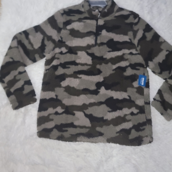 Men's Camo Sherpa 1/4 zip Pullover Sweater Size L - Picture 5 of 6
